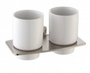 Cтакан для зубных щеток двойной Kraus Fortis с настенным держателем сатин KEA-13316BN