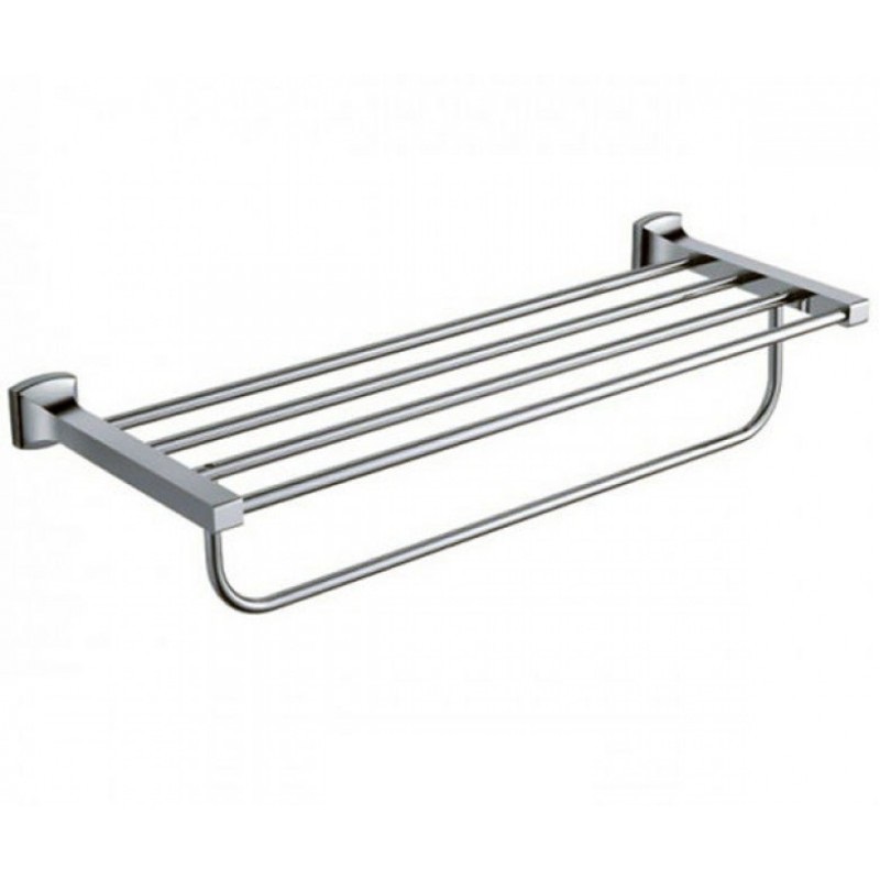 Полочка для ванной Kraus Fortis с держателем для полотенец латунь хром KEA-13342CH