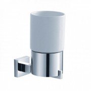 Стакан для зубных щеток Kraus Aura с настенным держателем керамика/латунь хром KEA-14404CH
