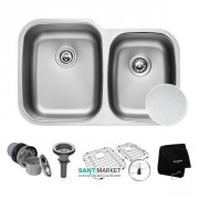 Мойка для кухни асимметричная Kraus Premier Outlast Microshield под столешницу нержавеющая сталь микродекор KBU24E