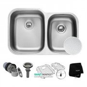 Мойка для кухни асимметричная Kraus Premier Outlast Microshield под столешницу нержавеющая сталь микродекор KBU24E