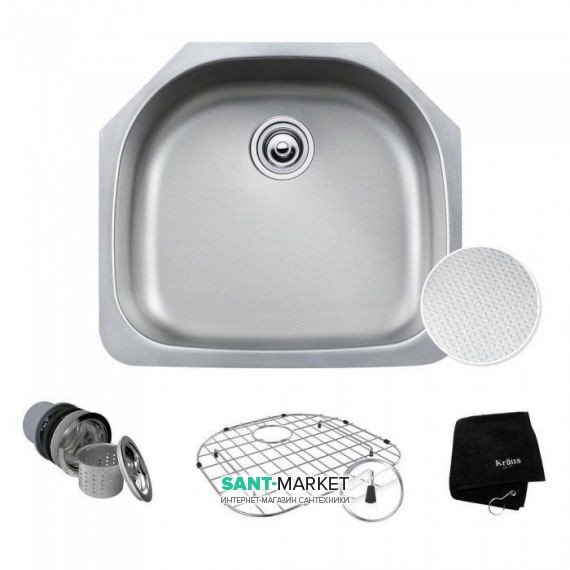 Мойка для кухни асимметричная Kraus Premier Outlast Microshield под столешницу нержавеющая сталь микродекор KBU10E