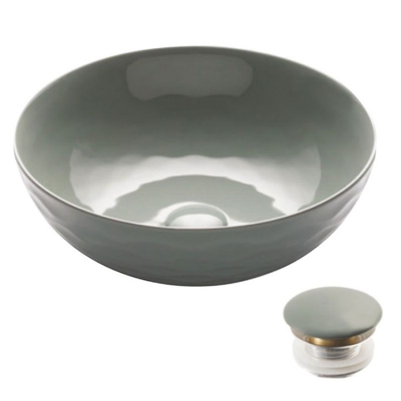 Раковина для ванної Kraus Viva Ø41,9 см кераміка глянсовий сірий KCV-200GGR