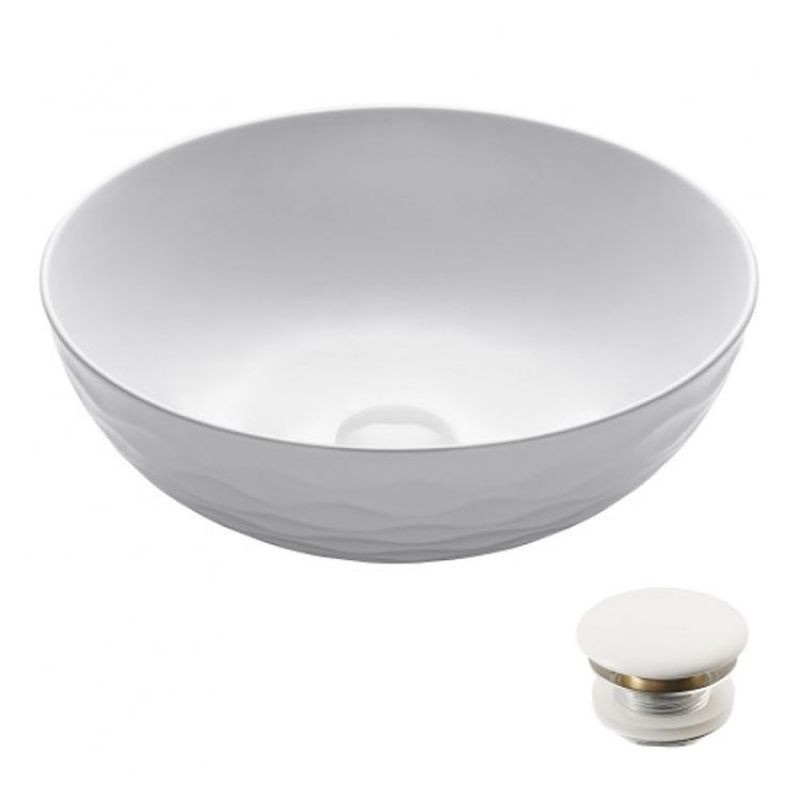 Раковина для ванної Kraus Viva Ø41,9 см кераміка глянсовий білий KCV-200GWH