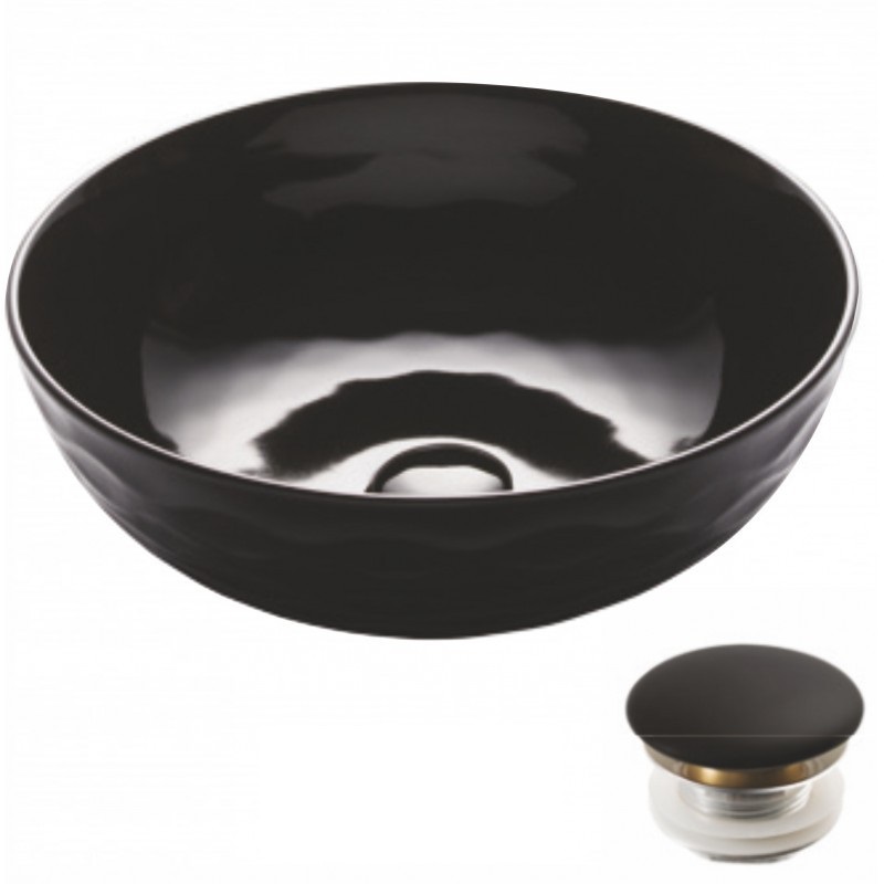 Раковина для ванной Kraus Viva Ø41,9 см керамика глянцевый чёрный KCV-200GBL