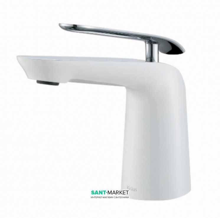 Смеситель для раковины Kraus Seda однорычажный латунь хром/белый FUS-1821CH-WH