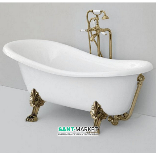 Ванна акриловая отдельностоящая ArtCeram Hermitage 170х80 см белый/бронза HEW001 72