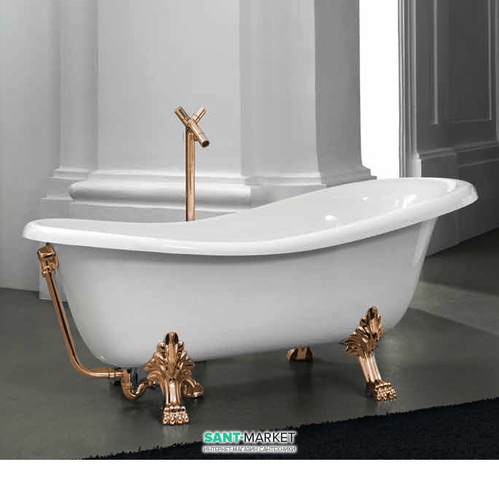Ванна акрилова окремостояча ArtCeram Hermitage 170х80 см білий / золото HEW001 73