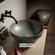 Раковина для ванної накладна Hatria HAPPY HOUR SLIM_Alchemy CEMENT 400x400 A0Y1VF07