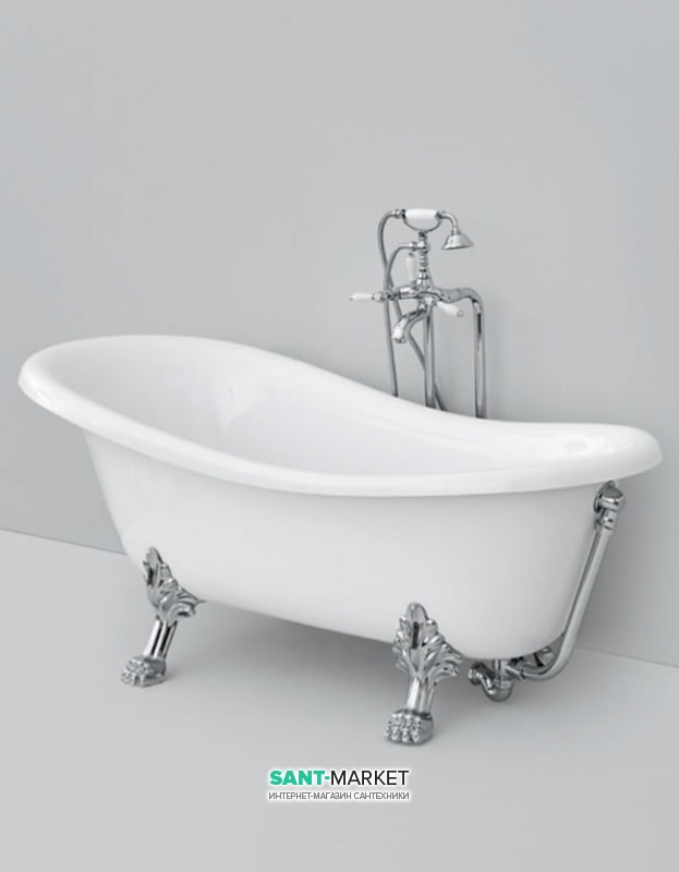 Ванна акриловая отдельностоящая ArtCeram Hermitage 170х80 см белый/хром HEW001 71