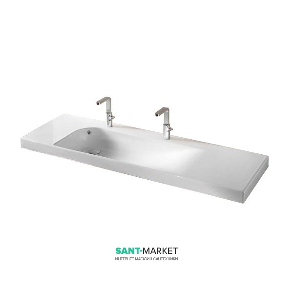 Раковина для ванної підвісна Hatria Grandangolo 150х50 см з двома отворами під змішувач білий YXNV01