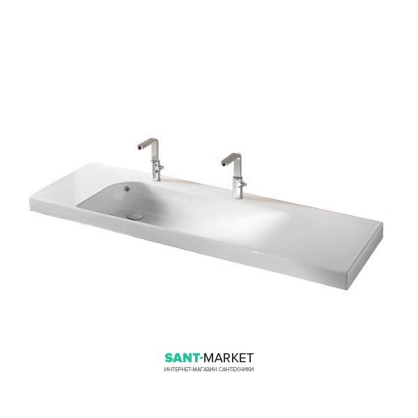 Раковина для ванної підвісна Hatria Grandangolo 150х50 см з двома отворами під змішувач білий YXNV01