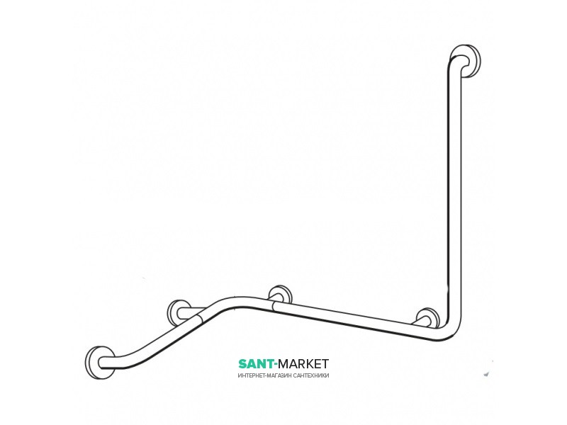 Опорный поручень угловой Hatria Autonomy с правой вертикальной штангой белый Y0CV