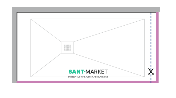 Душевой поддон Hatria Dedicato Edge L 1001-1099x800 мм LT SOLITEX палитра на выбор Y1SD
