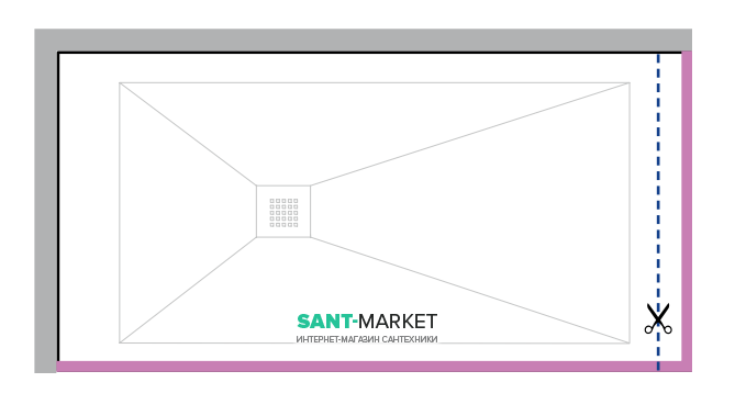 Душевой поддон Hatria Dedicato Edge L 1301-1399x900 мм LT SOLITEX палитра на выбор Y1SV