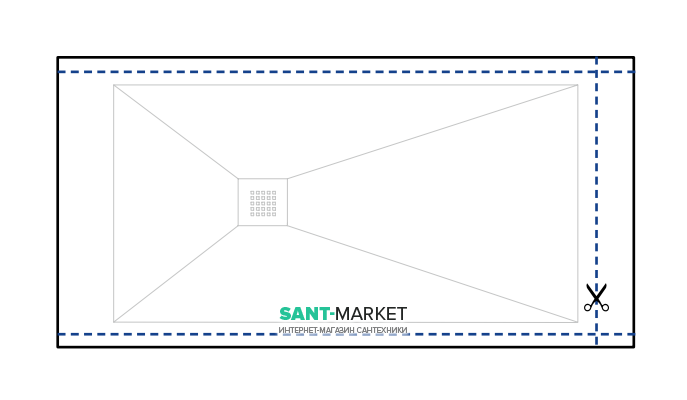 Душевой поддон Hatria Dedicato 1401-1499x700 мм SOLITEX палитра на выбор Y1QZ