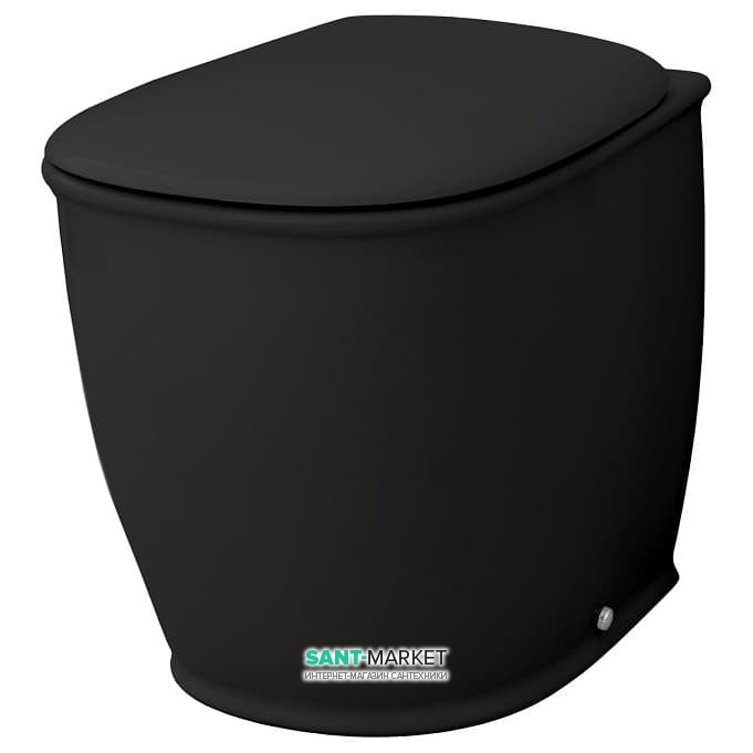 Унитаз напольный ArtCeram Azuley 37х52,5 см чёрный глянцевый AZV002 03;00