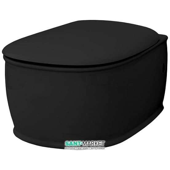 Унитаз подвесной ArtCeram Azuley 37х52,5 см чёрный глянцевый AZV001 03;00