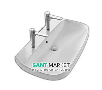 Раковина для ванной с двумя отверстиями Hatria  ABITO 100х55 см белая YXXJ01