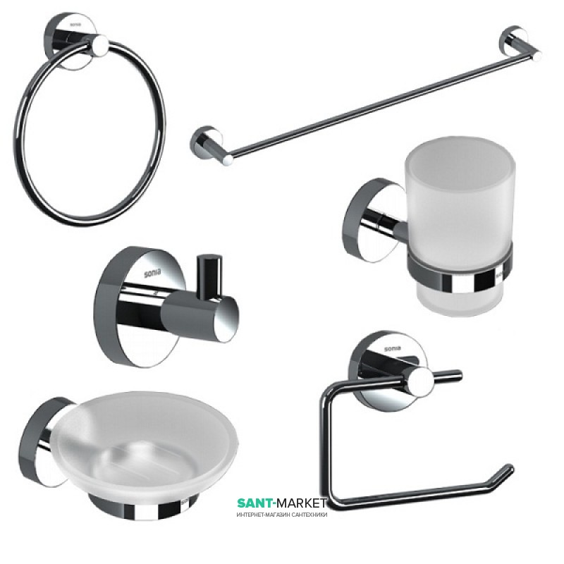 Комплект аксессуаров для ванной комнаты Sonia Loop белый/хром 179718