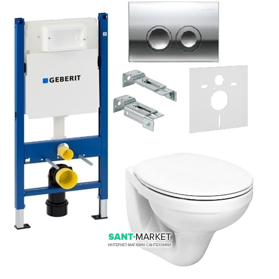 Унитаз Kolo Idol с сидением инсталляцией Geberit Duofix и смывной клавишей Delta 21 M1310002U+458.161.21.1