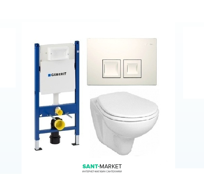 Унитаз Kolo Idol с сидением инсталляцией Geberit Duofix и смывной клавишей Delta 50 M1310002U+458.168.11.1