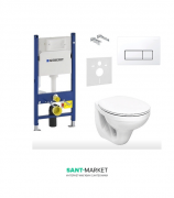 Унитаз Kolo Idol с сидением инсталляцией Geberit Duofix и смывной клавишей Delta 51 M1310002U+458.178.11.1