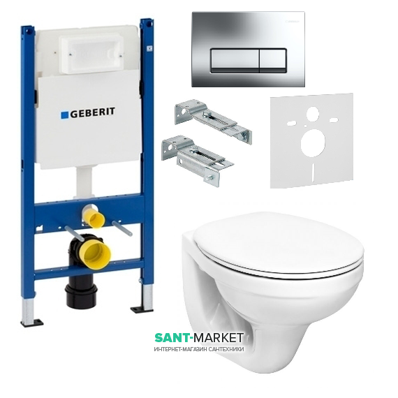 Унитаз Kolo Idol с сидением инсталляцией Geberit Duofix и смывной клавишей Delta 51 M1310002U+458.178.21.1