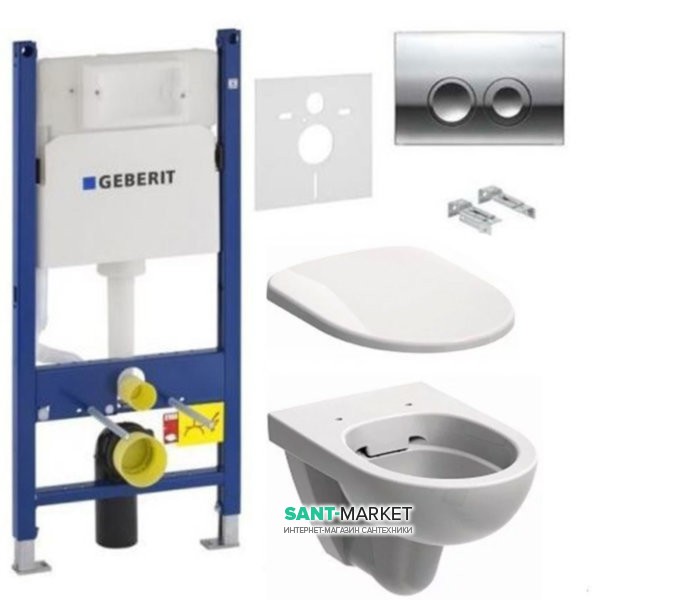 Унітаз Kolo Nova Pro з сидінням інсталяцією Geberit Duofix і змивний клавішею Delta 21 M33120000 + M30112000 + 458.161.21.1