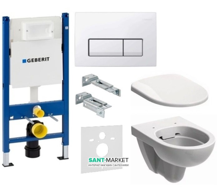 Унитаз Kolo Nova Pro с сидением инсталляцией Geberit Duofix и смывной клавишей Delta 51 M33120000+M30112000+458.178.11.1