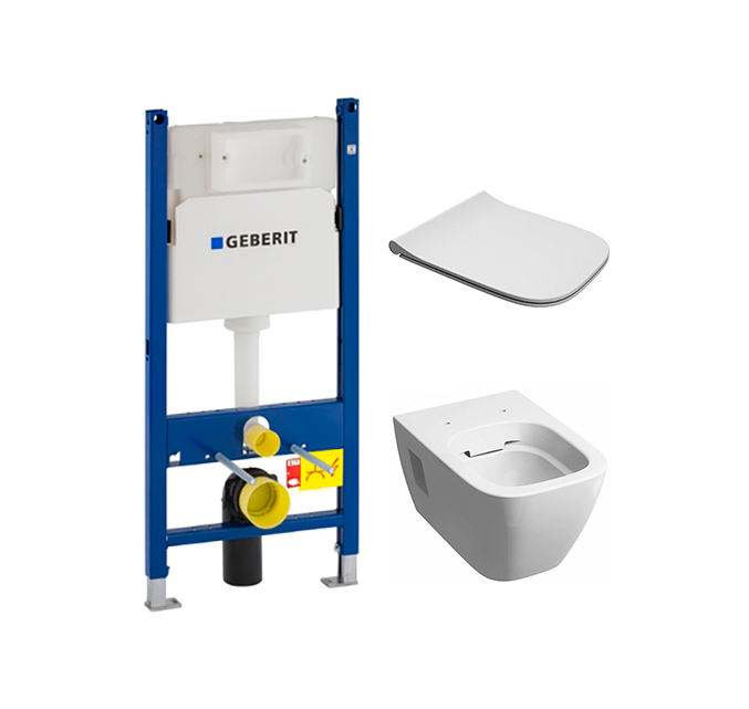 Унитаз подвесной Kolo Modo Rimfree с сидением и инсталляцией Geberit Duofix L33120000 + L30115000 + 458.126.00.1