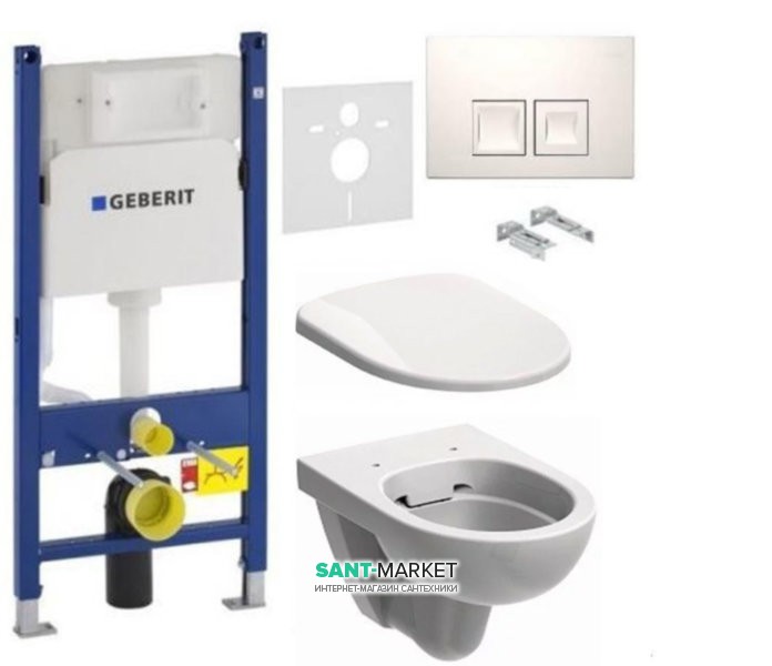 Унитаз Kolo Nova Pro с сидением инсталляцией Geberit Duofix и смывной клавишей Delta 50 M33120000+M30112000+458.168.11.1