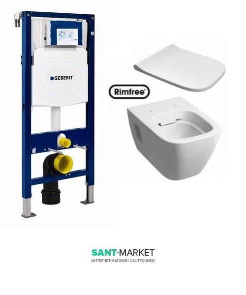 Унитаз подвесной Kolo Modo Rimfree с сидением и инсталляцией Geberit Duofix Sigma L33120000 + L30112000 + 111.300.00.5