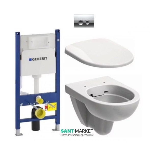 Унитаз подвесной Kolo Nova Pro Rimfree с сидением инсталляцией Geberit Duofix Delta и клавишей смыва Delta 21 M33120000 + M30112000 + 458.126.00.1 + 115.125.21.1