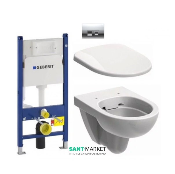 Унітаз підвісний Kolo Nova Pro Rimfree з сидінням інсталяцією Geberit Duofix Delta і клавішею змиву Delta 50 M33120000 + M30112000 + 458.126.00.1 + 115.135.21.1