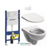 Унітаз підвісний Kolo Nova Pro Rimfree з сидінням інсталяцією Geberit Duofix Delta і клавішею змиву Delta 51 M33120000 + M30112000 + 458.126.00.1 +115.105.11.1