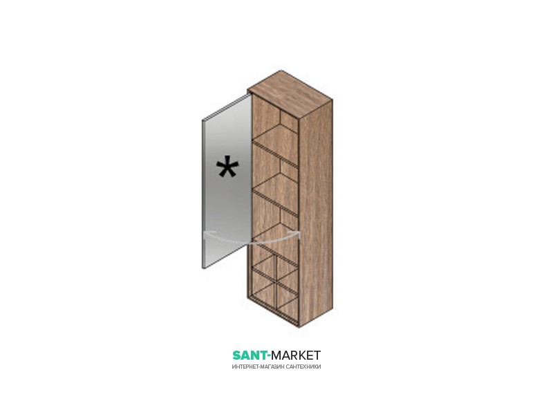 Пенал підвісний Hatria SLIDING wood system 260x400x1400 горіх / дзеркальний YXQC92