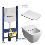 Унитаз подвесной Kolo Modo Rimfree с сидением инсталляцией Geberit Duofix Delta и клавишей смыва Delta 51 L33120000 + L30112000 + 458.126.00.1 + 115.105.11.1