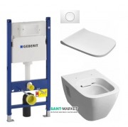Унитаз подвесной Kolo Modo Rimfree с сидением инсталляцией Geberit Duofix Delta и клавишей смыва Delta 11 L33120000 + L30112000 + 458.126.00.1 + 115.120.11.1