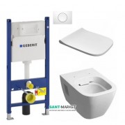 Унитаз подвесной Kolo Modo Rimfree с сидением инсталляцией Geberit Duofix Delta и клавишей смыва Delta 11 L33120000 + L30115000 + 458.126.00.1 + 115.120.11.1