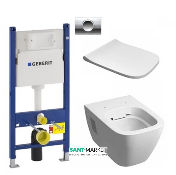 Унитаз подвесной Kolo Modo Rimfree с сидением инсталляцией Geberit Duofix Delta и клавишей смыва Delta 11 L33120000 + L30115000 + 458.126.00.1 + 115.120.21.1