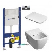 Унитаз подвесной Kolo Modo Rimfree с сидением инсталляцией Geberit Duofix Delta и клавишей смыва Delta 11 L33120000 + L30115000 + 458.126.00.1 + 115.120.21.1