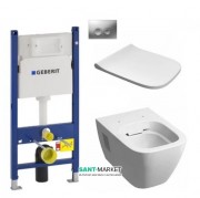 Унітаз підвісний Kolo Modo Rimfree з сидінням інсталяцією Geberit Duofix Delta і клавішею змиву Delta 21 L33120000 + L30115000 + 458.126.00.1 + 115.125.46.1