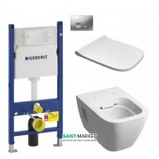 Унітаз підвісний Kolo Modo Rimfree з сидінням інсталяцією Geberit Duofix Delta і клавішею змиву Delta 50 L33120000 + L30115000 + 458.126.00.1 + 115.135.46.1
