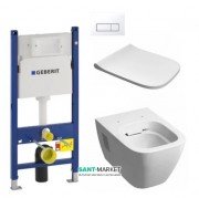 Унитаз подвесной Kolo Modo Rimfree с сидением инсталляцией Geberit Duofix Delta и клавишей смыва Delta 51 L33120000 + L30112000 + 458.126.00.1 + 115.105.11.1