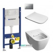 Унитаз подвесной Kolo Modo Rimfree с сидением инсталляцией Geberit Duofix Delta и клавишей смыва Delta 51 L33120000 + L30112000 + 458.126.00.1 + 115.105.46.1