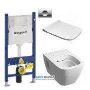 Унитаз подвесной Kolo Modo Rimfree с сидением инсталляцией Geberit Duofix Delta и клавишей смыва Delta 11 L33120000 + L30115000 + 458.126.00.1 + 115.120.21.1