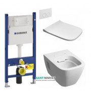 Унітаз підвісний Kolo Modo Rimfree з сидінням інсталяцією Geberit Duofix Delta і клавішею змиву Delta 21 L33120000 + L30115000 + 458.126.00.1 + 115.125.11.1