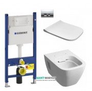 Унітаз підвісний Kolo Modo Rimfree з сидінням інсталяцією Geberit Duofix Delta і клавішею змиву Delta 50 L33120000 + L30115000 + 458.126.00.1 + 115.135.21.1