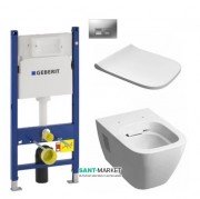 Унитаз подвесной Kolo Modo Rimfree с сидением инсталляцией Geberit Duofix Delta и клавишей смыва Delta 50 L33120000 + L30115000 + 458.126.00.1 + 115.135.46.1